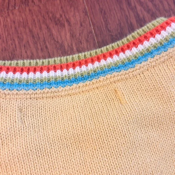 Tommy Hilfiger Women Yellow Striped Collar Sweater M Made in Japan Spring Cozy - Picture 10 of 10